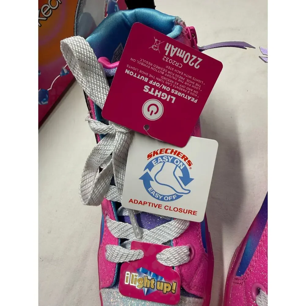Skechers  Girls Light-Up Shoes Size 3 Pink Multicolor Glitter High Top NWT